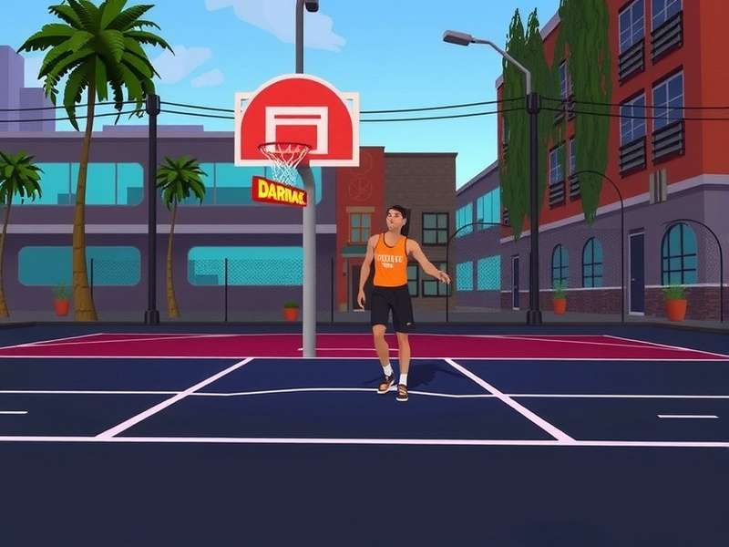 Slum Dunk Warriors game screenshot showing street basketball court